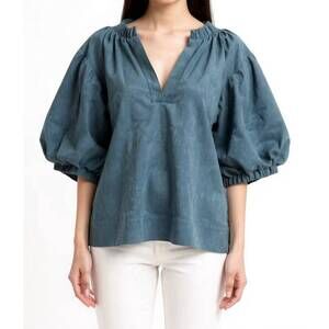 NEW FINLEY corduroy marcie popover blouse in teal